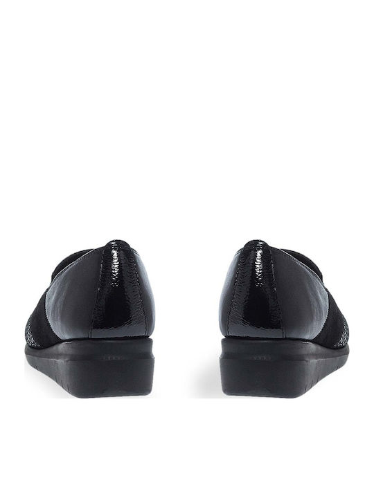Damen Slip-Ons Leder Schwarze