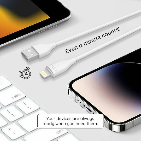 Lito USB-A to Lightning Cable 60W Λευκό 1m
