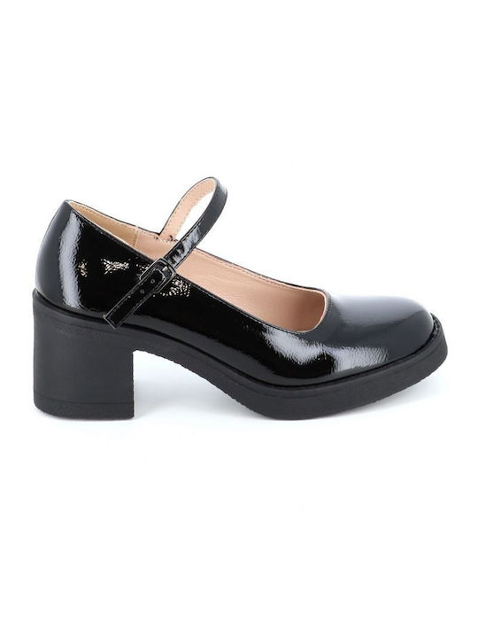 B-Soft Anatomic Leather Black Heels with Strap