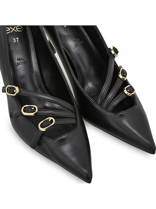 Pumps mit Riemchen & mittelhoher Absatz Schwarz
