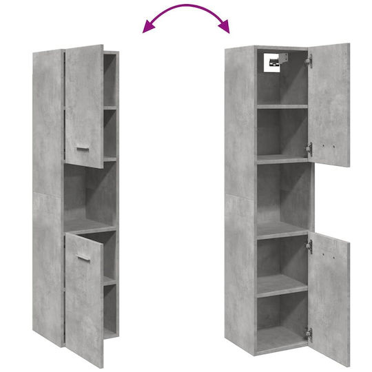 vidaXL Wall Hung Cabinet Bathroom Column Cabinet L30xD30xH130cm Gray