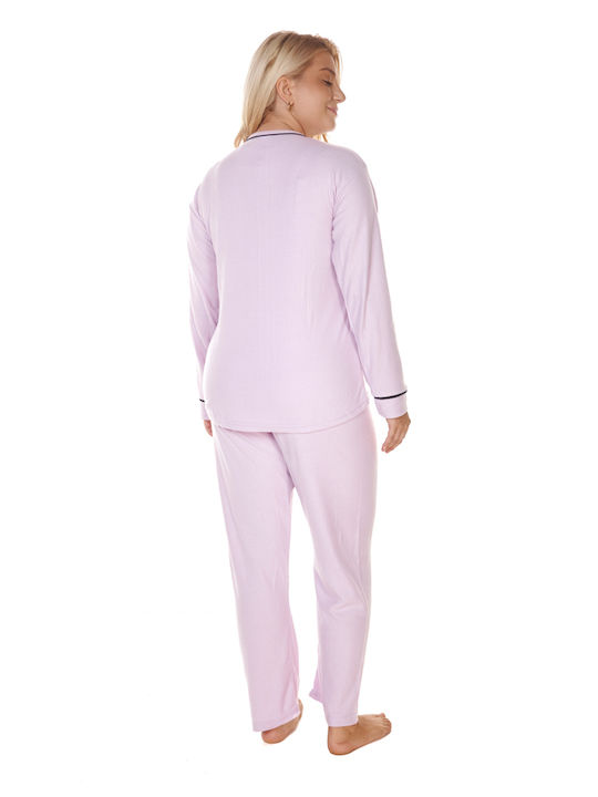 Comfort Winter Damen Pyjama-Set Lila Plus Size