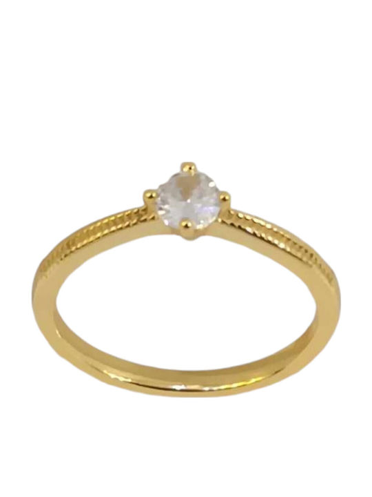 Prince Silvero Ring with Zircon made of Silver Gold Plated
