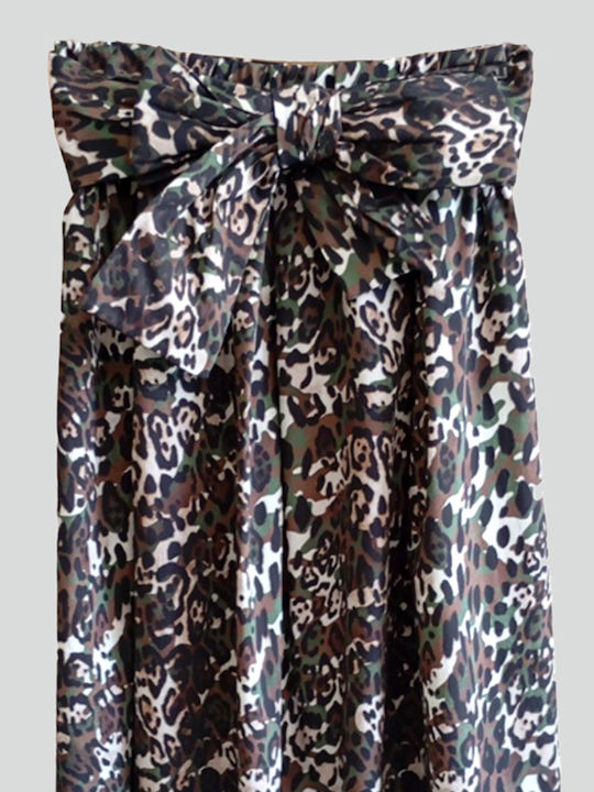 Midi Skirt Cloche Leopard in Brown color