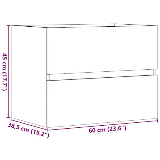 vidaXL Шкаф без Мивка Д60xШ38.5xВ45см Oaks