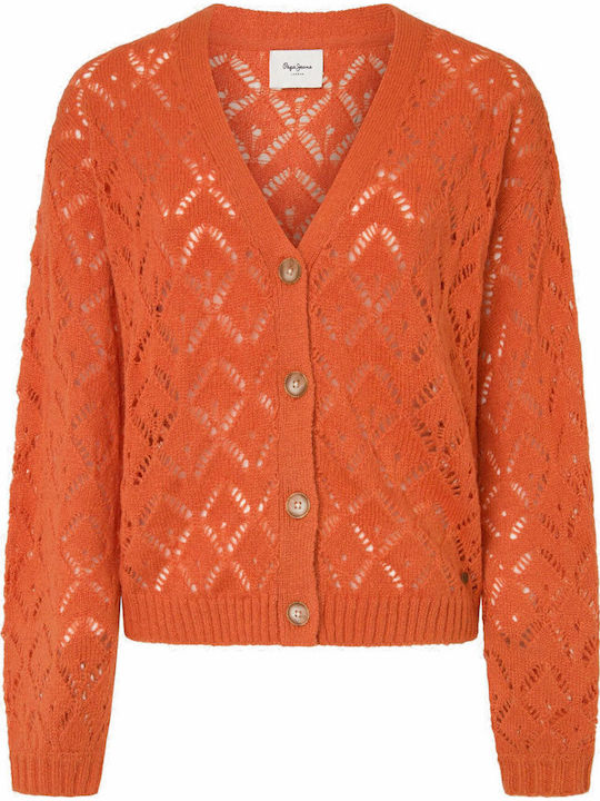 Hailey Γυναικεία Πλεκτή Ζακέτα Sunset Orange
