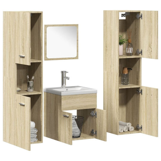 vidaXL Waschtisch mit Waschbecken, Spiegel & Säule L42xB18xH39cm Oaks