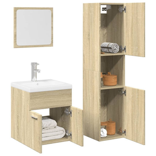 vidaXL Waschtisch mit Waschbecken, Spiegel & Säule L42xB18xH39cm Oaks