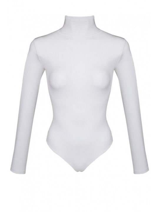 Helios Lingerie Long Sleeve Turtleneck Bodysuit White