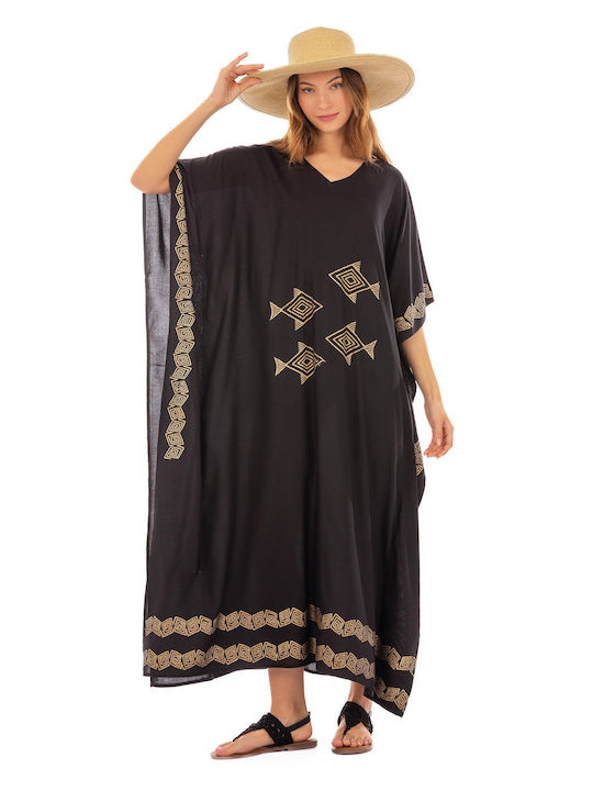 Platinum Fashion Women's Caftan Beachwear black