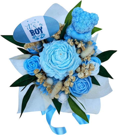 Ароматизирана соева восъчна свещ Themagio Букет от цветя It's A Boy 12 X 14см Бяла кутия