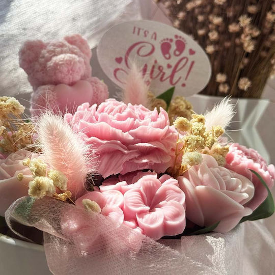 Buchet de Flori din Ceară de Soia Parfumat Themagio It's A Girl 12 X 14 Cm Cutie Albă