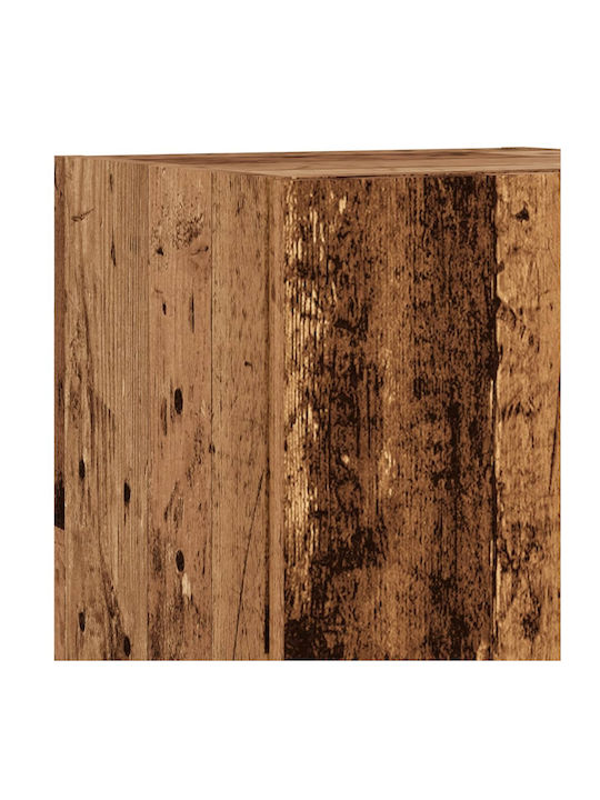 Wand Wohnzimmer Vitrine aus Spanplatte mit Glas & Beleuchtung Coffee 30.5x30x102cm