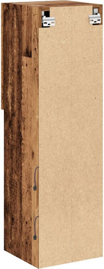 Wall Living Room Display Cabinet made of Particleboard with Glass & Lighting Coffee 30.5x30x102cm