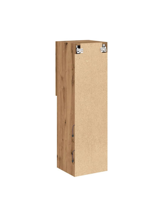 Wall Living Room Display Cabinet made of Particleboard with Glass & Lighting Coffee 30.5x30x102cm