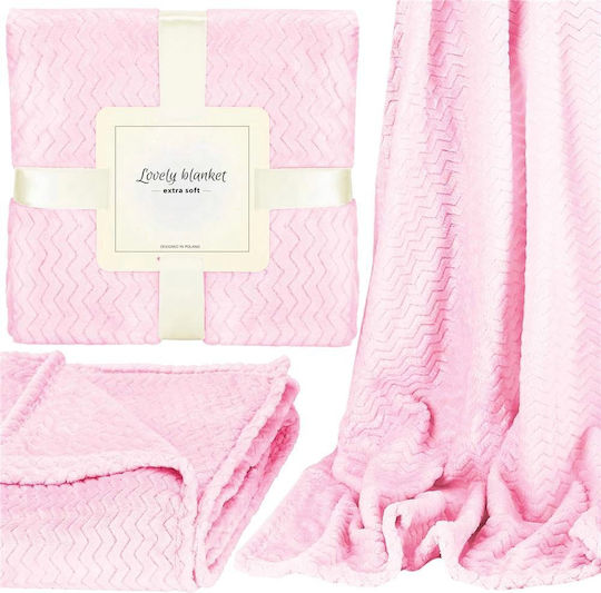 Velvet Blanket Double 200x220cm Pink