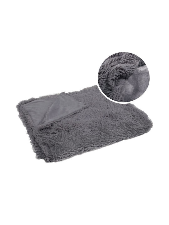 Pelzige Decke Einzeln 160x200cm Grau