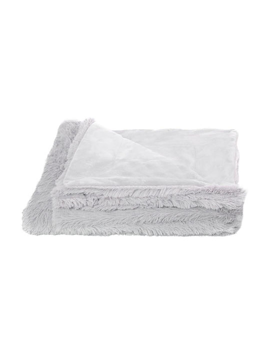Κουβέρτα Γούνινη Μονή 160x200εκ. Light Gray