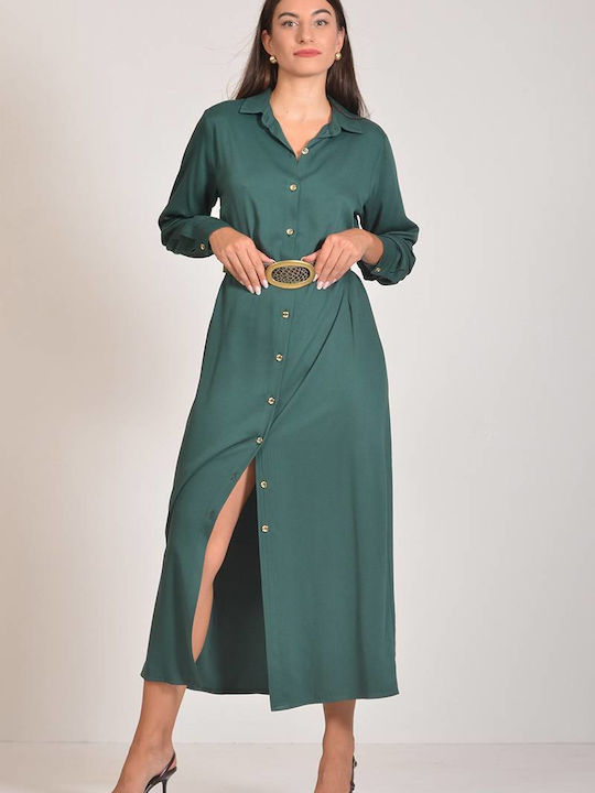 Tweet With Love Maxi Shirt Dress Dress Green