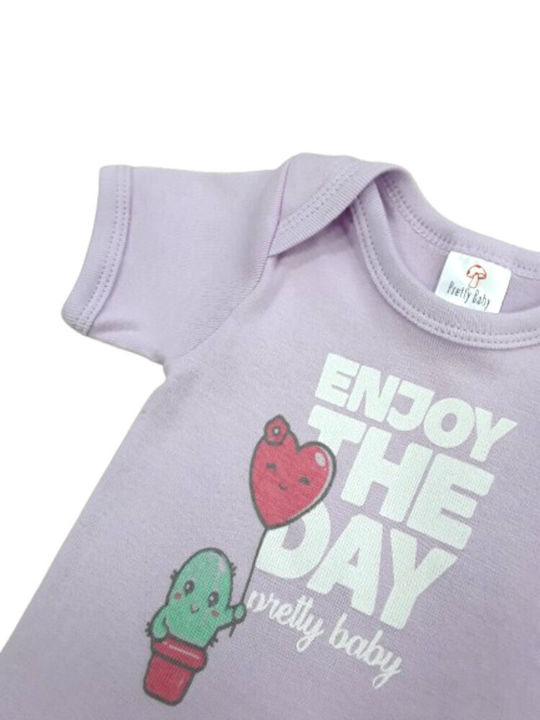 Pretty Baby Baby Bodysuit Underwear Short-Sleeved Enjoy the Day Lila