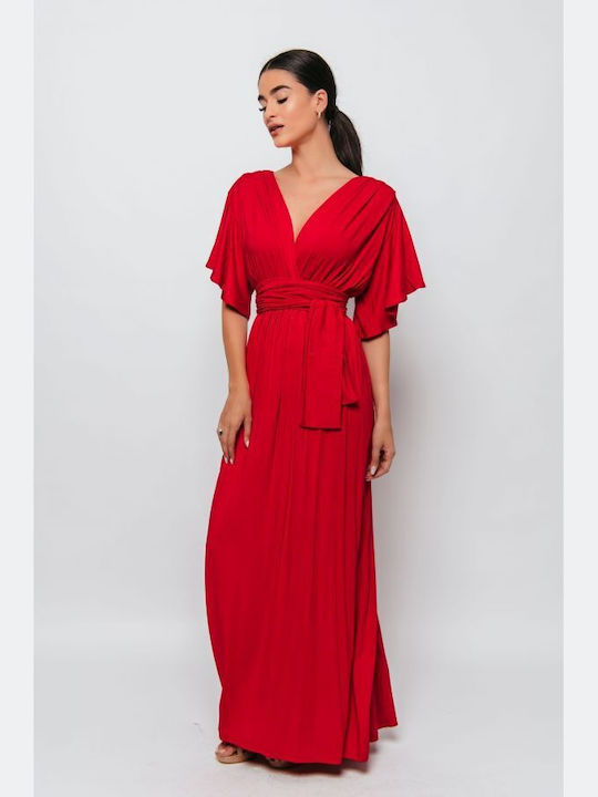 BelleFille Maxi Dress Wrap Red