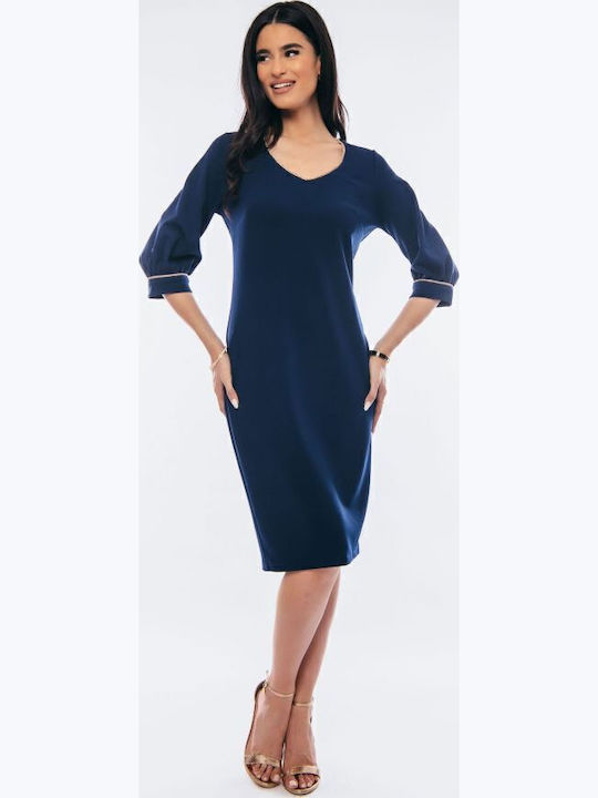 Midi Dress for Wedding - Christening Navy Blue Lace