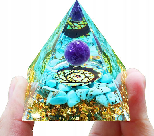 Orgonite Pyramid + Led Lamp Base 5cm Crystal Stones Amulet 5cm Hx18