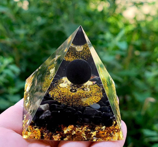 Orgonite Pyramid + Led Lamp Base 5cm Crystal Stones Amulet 5cm Hx20