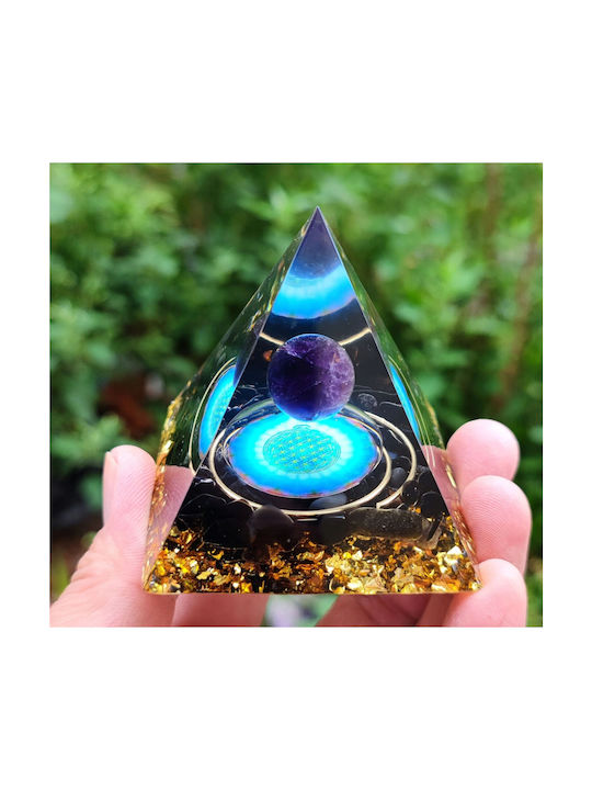 Orgonite Pyramid + Led Lamp Base 5cm Crystal Stones Amulet 5cm Hx09