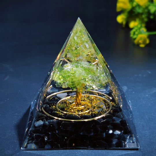 Piramidă Orgonită + Bază Lampă Led 5cm Pietre de Cristal Amuletă 5cm Hx14