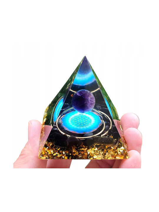 Orgonite Pyramid + Led Lamp Base 5cm Crystal Stones Amulet 5cm Hx09