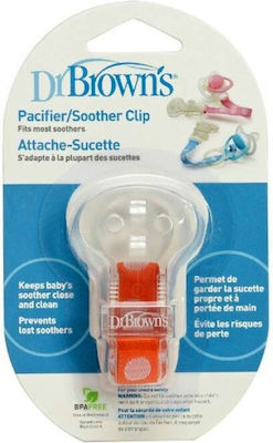 Dr. Brown's Ribbon Pacifier made of Fabric Polka dots Orange