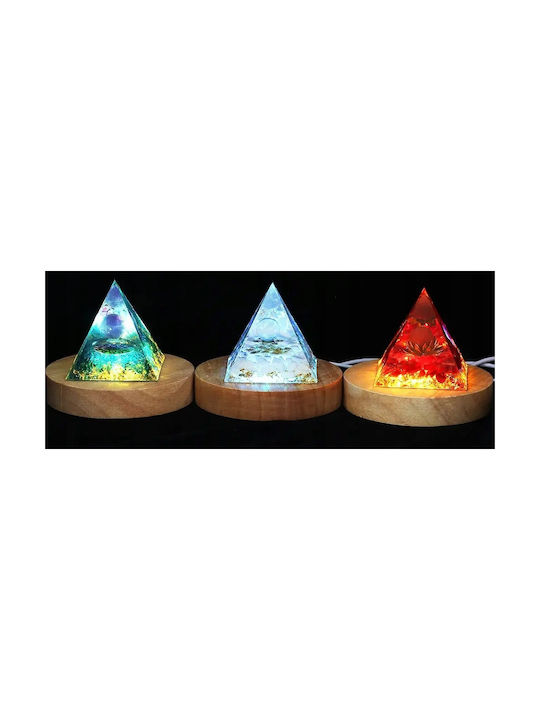 Orgonite Pyramid + Led Lamp Base 5cm Crystal Stones Amulet 5cm Hx13