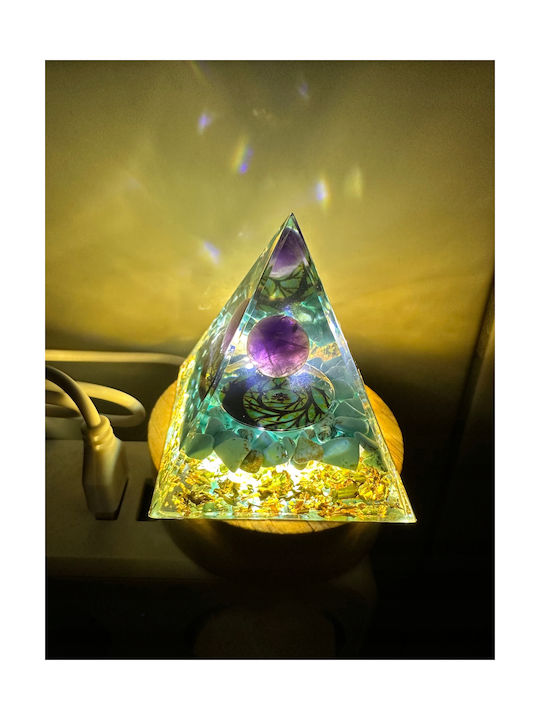 Orgonite Pyramid + Led Lamp Base 5cm Crystal Stones Amulet 5cm Hx16