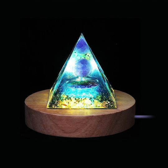 Orgonite Pyramid + Led Lamp Base 5cm Crystal Stones Amulet 5cm Hx10