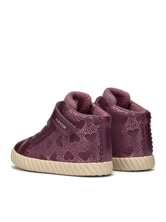 Ghete Copii din Piele cu Velcro Burgundy