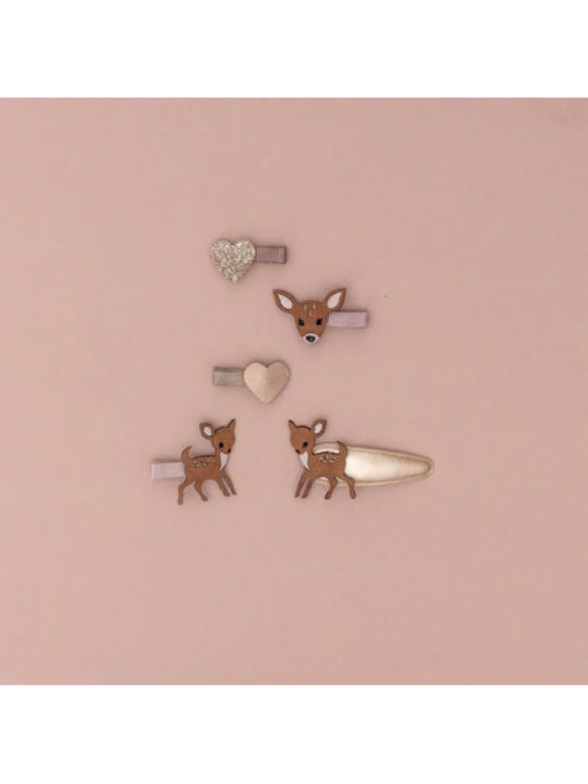 Mimi & Lula Felicity Fawn Kids Hair Clips Set with Hair Clips in Brown Color 8 Pieces