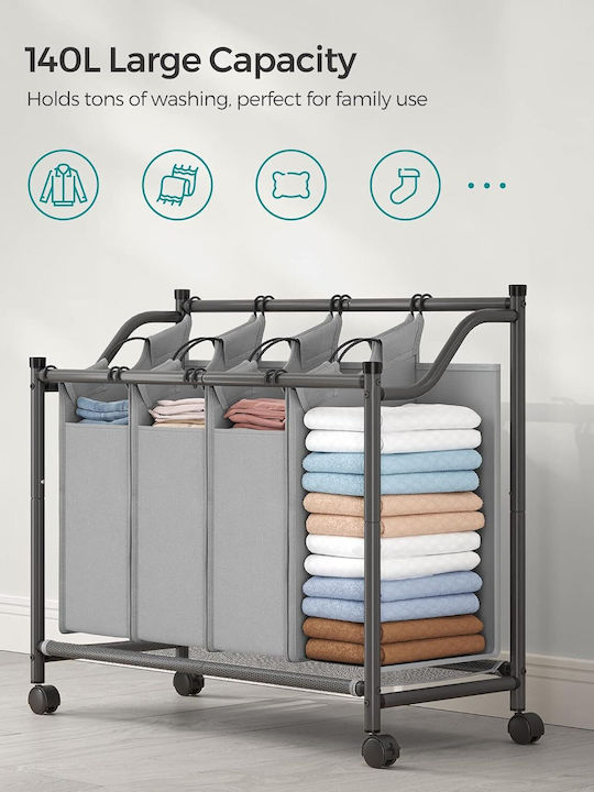 Songmics Перилна Кошница Текстил 87x38x81см Сив