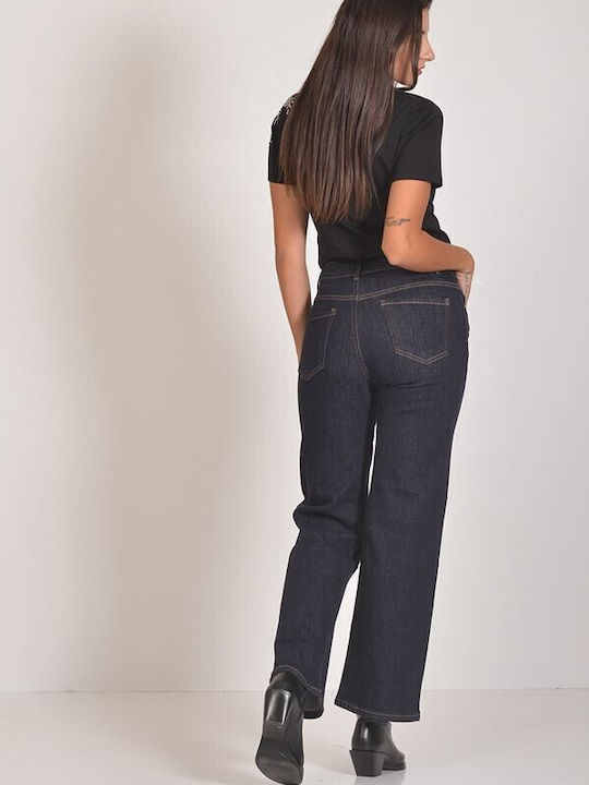 Tweet With Love High Waist Women's Jean Trousers Dark blue