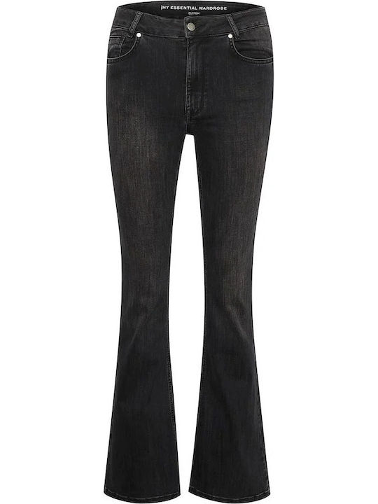 High Waist Women's Jean Trousers Flared in Bootcut Fit Black Wash
