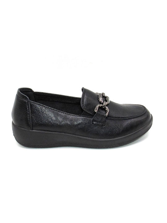 Moenia Leather Women's Loafers in Black Color