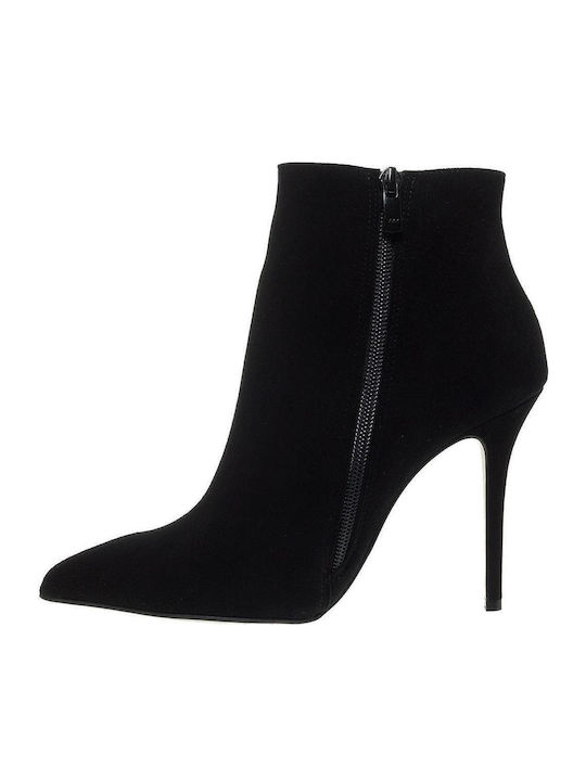 Ghete Dama Ankle Boots De Catifea Negru