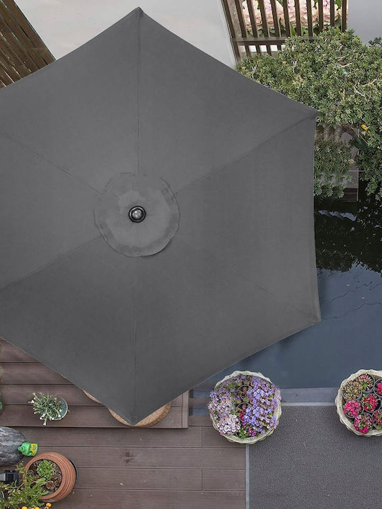 Umbrelă Rotundă Metalică Gri cu Bază de Susținere Φ2.6m
