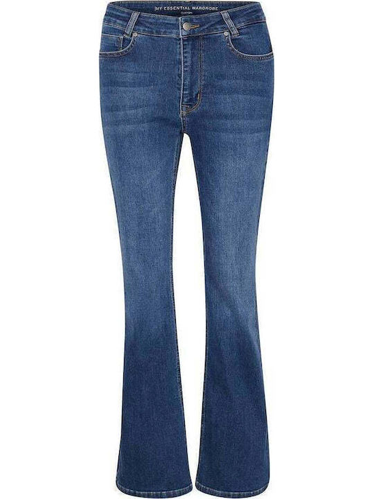 High Waist Women's Jean Trousers Flared in Bootcut Fit Medium Blue Wash