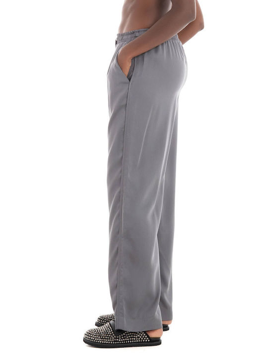 Black & Black Women's Fabric Trousers Black, Grey