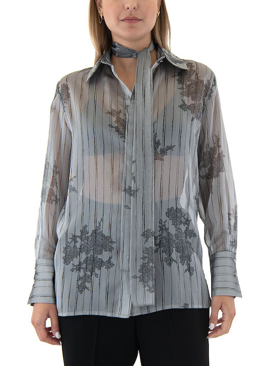 C. Manolo Women's Long Sleeve Shirt Grey-black