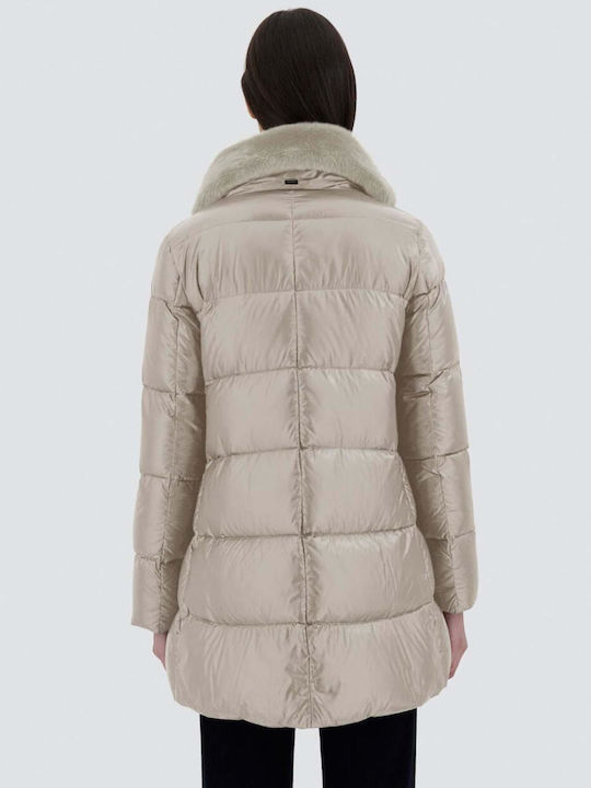 Herno Woven Women's Short Puffer Jacket for Winter Beige