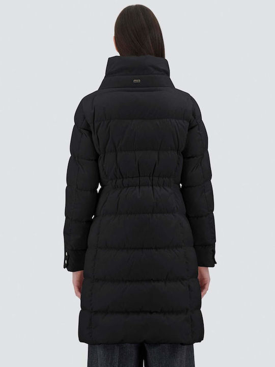 Herno Woven Women's Long Puffer Jacket for Winter with Hood Raso