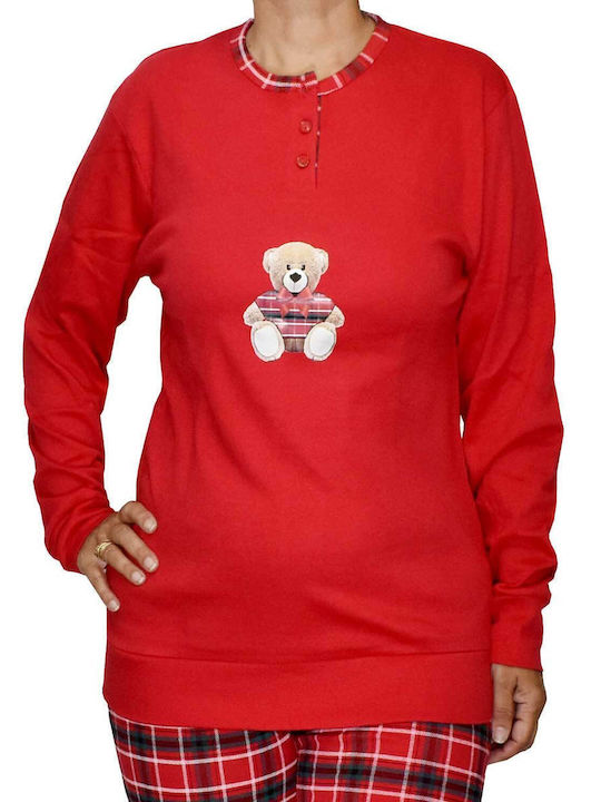 Karelpiu Winter Women's Cotton Pyjama Top Red