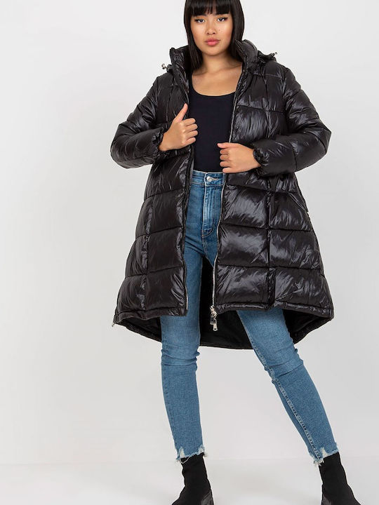 NM Women's Long Coat with Hood black